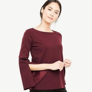 Ann Taylor Slit Sleeve Boatneck Top